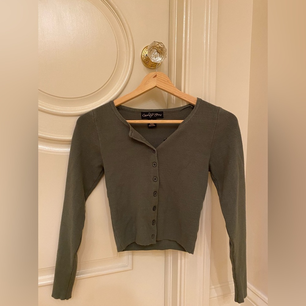 Green Button Up Cardigan
